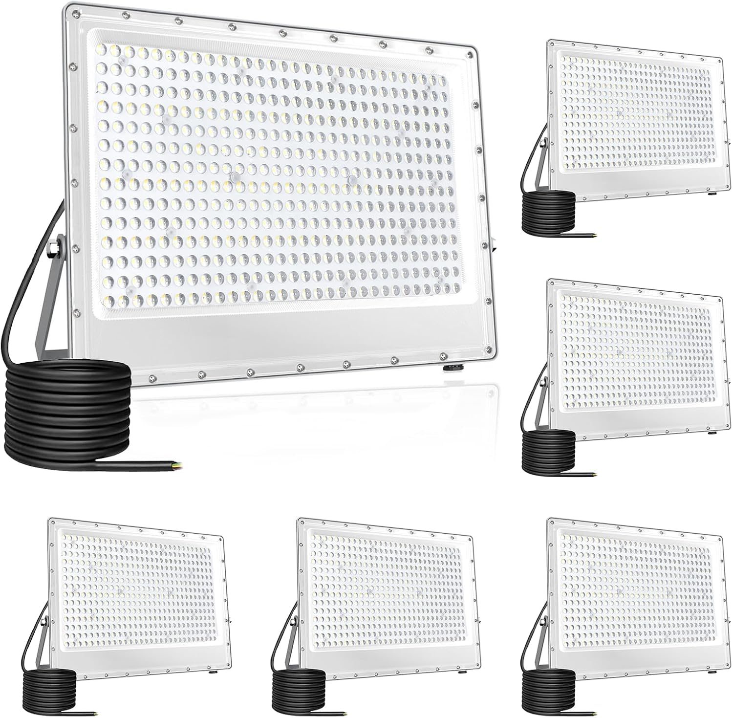 Foco LED De 50 W For Exteriores, Superbrillante, 5000 Lm, 72 Luces De Seguridad, Luz De Día Blanca De 6500 K, IP65, De Trabajo Impermeable, For Garaje, Jardín, Patio, Campo Deportivo(6pcs,400W)