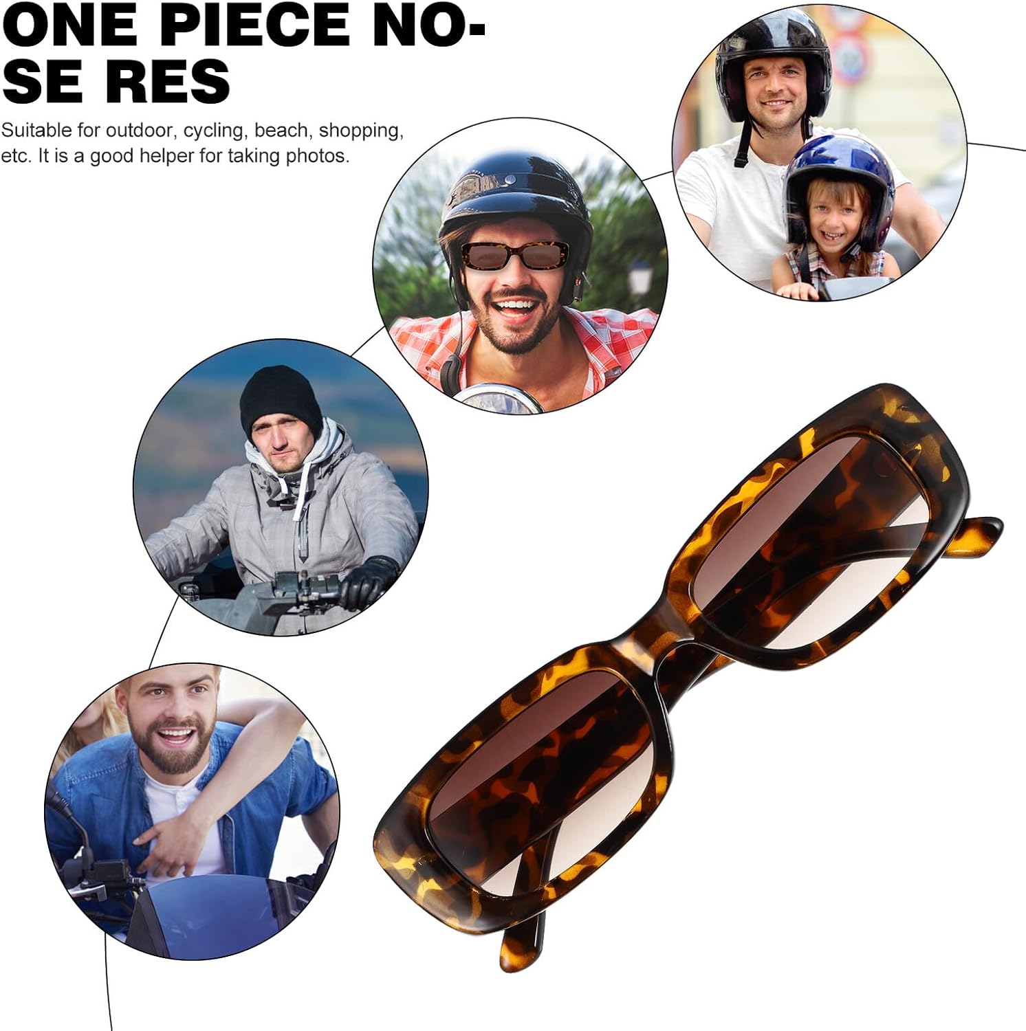 Square Leopard Print Frame Sunglasses for Adults, Unisex Fashion Sun Shades with Brown Lenses, Travel and Beach Photo Prop Eyewear
