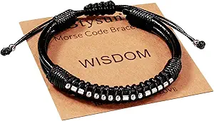 Inspirational Gifts for Men Morse Code Bracelets Mens Bracelets Graduation Gifts for Him Fathers Day Adjustable Leather Bracelet Motivational Birthday Annivesary Jewelry Stocking Stuffers for Men