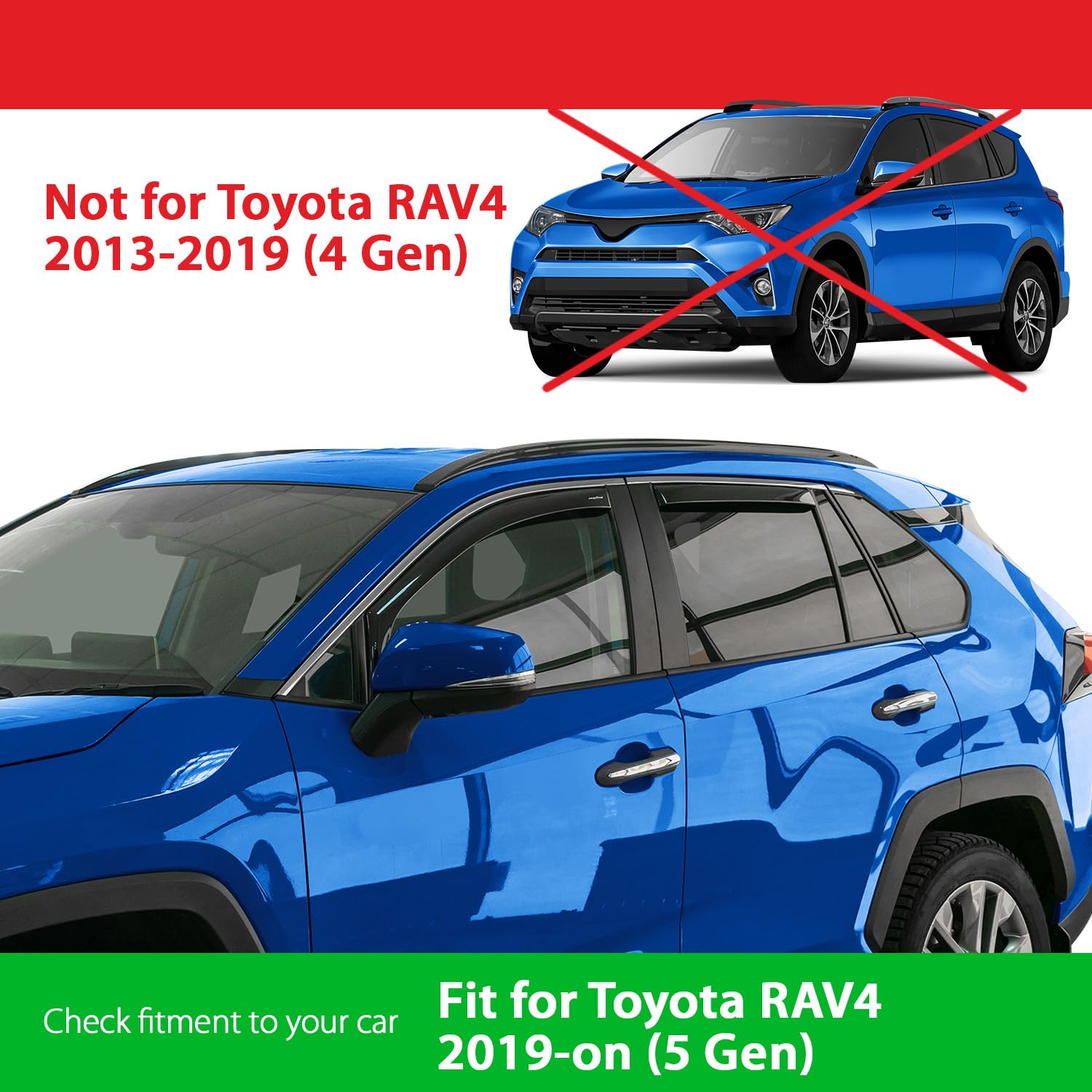 Goodyear en Canal Deflectores de Aire para/compatible con Toyota RAV4 2019-2026 XA50 MK5 - Accesorios Coche -Deflectors Ventanilla Coches -Deflectores de Viento- Derivabrisas- Cortavientos Ventana-4ud