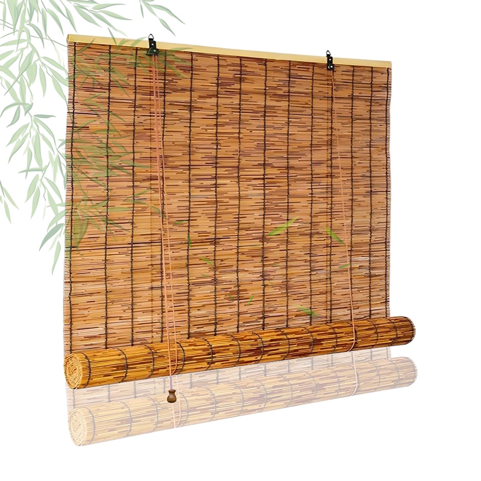 ZAJENKUB Natural Outdoor Blackout Shade Bamboo Blinds Roll Up Sunshade 50 90 100 120 150 160 170 cm Reed Curtains Roman Made To Measure Blind Bamboo for Kitchen Door Windows