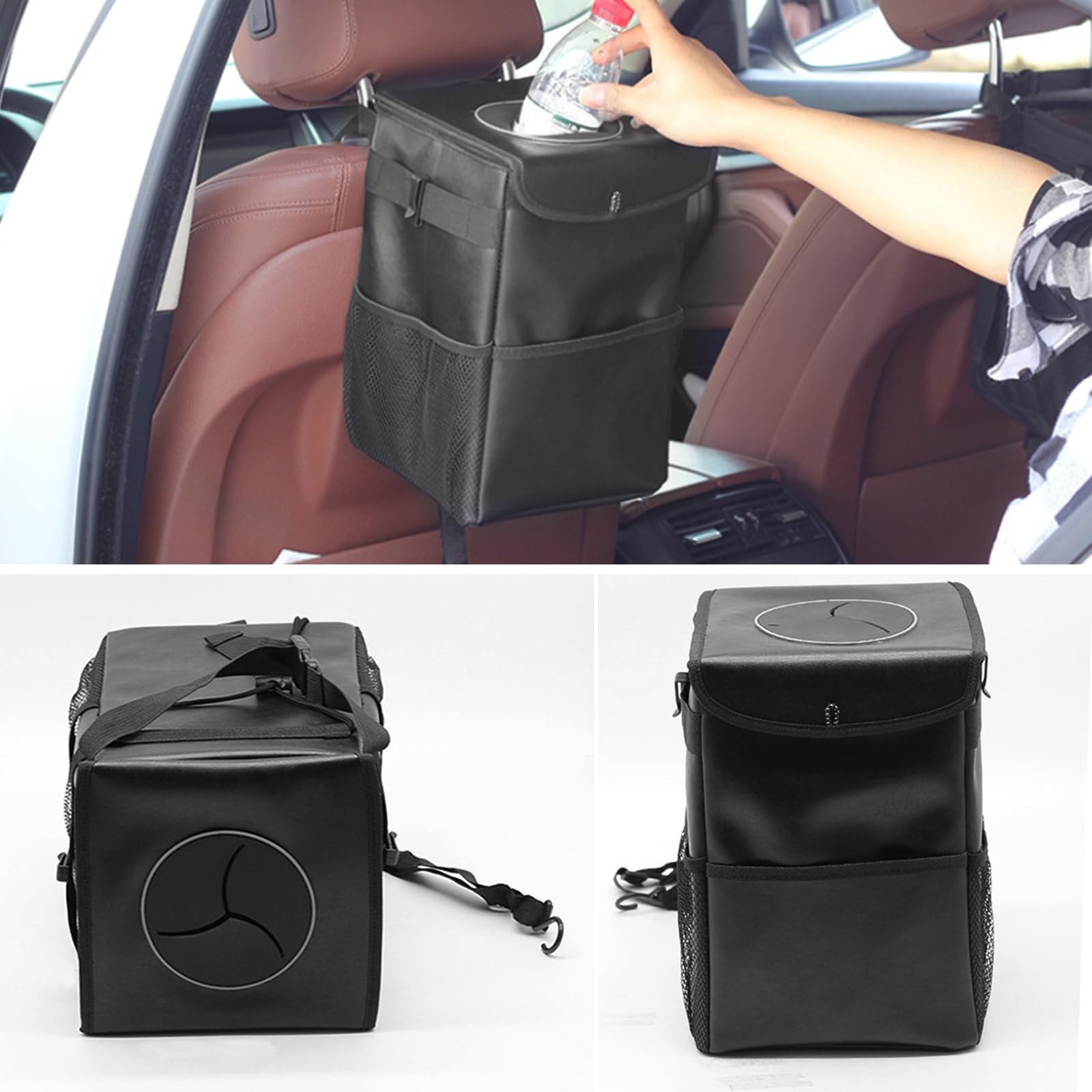 Pattumiera Pieghevole Per Auto Con Coperchio - Organizer Multifunzione Impermeabile, Grande Capacità, Porta Rifiuti E Borse Termiche
