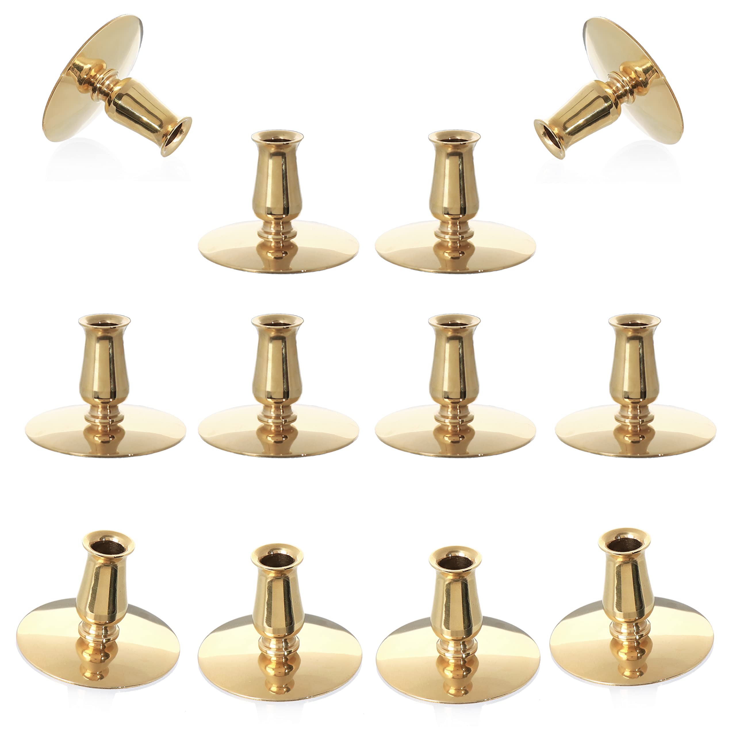 NKlaus 12x Portacandele in ottone Portacandele d'oro Candele d'altare sottili fino a Ø0,9cm Matrimonio 6730