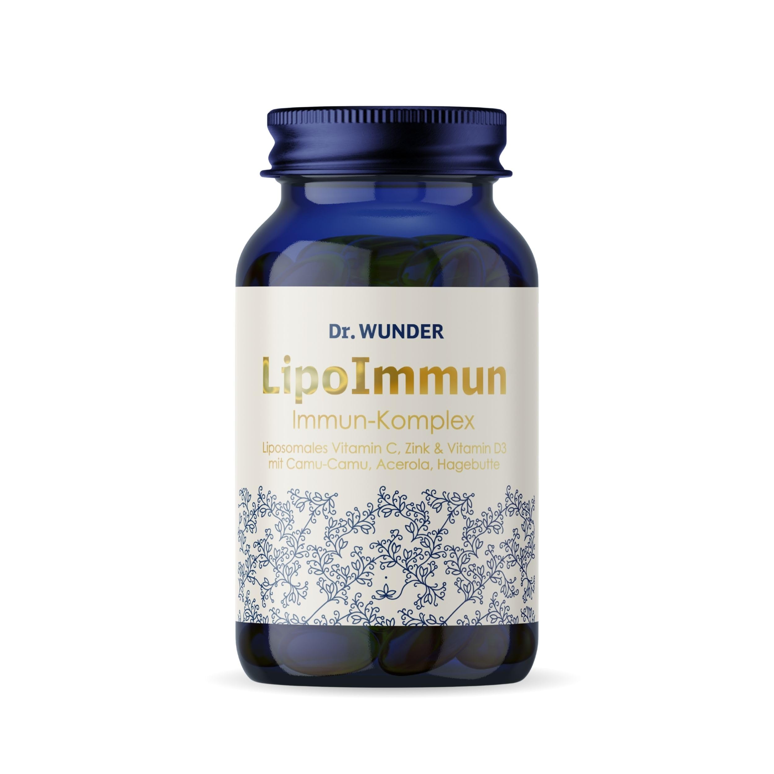 Dr. Wunder LipoImmun – 60 liposomale Softkapseln: Vitamin C + Zink + D3 | echte liposomale Form – besonders verträglich & magenfreundlich | tägliche Immun-Basis | mit Camu-Camu, Acerola & Hagebutte