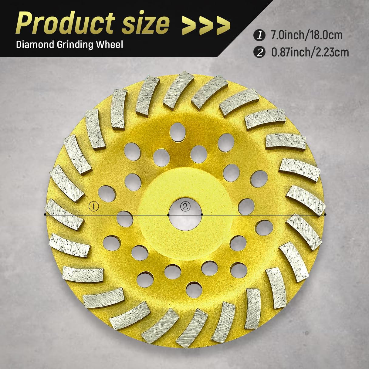 Diamond Concrete Grinding Wheel 7 inch for Polishing and Cleaning Stone Concrete Surface, Cement, Marble, Rock, Granite, and Thinset Removing, Angle Grinder Disc?24 Turbo Segments