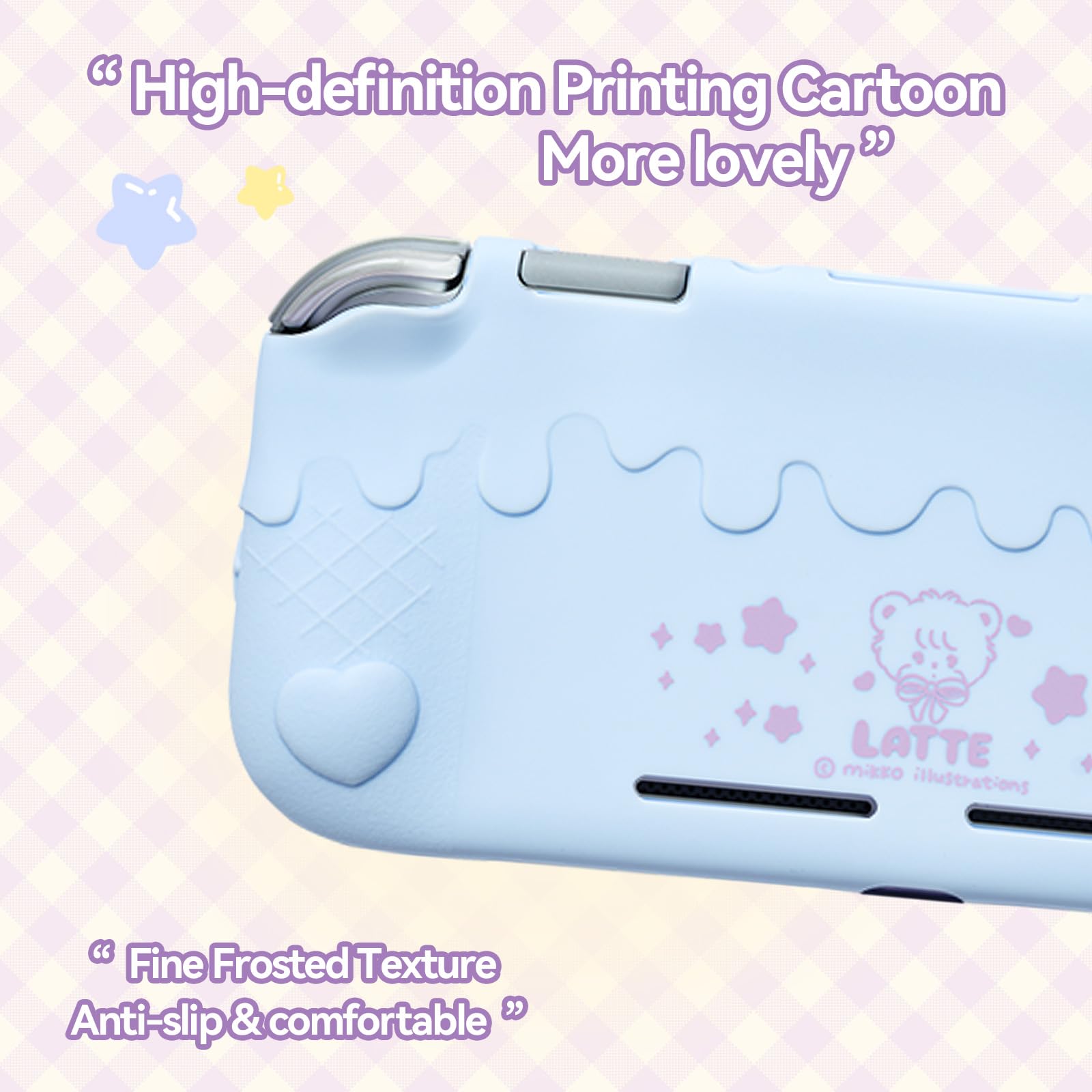 GeekShare - Coque en silicone pour Switch Lite, housse souple pour Switch Lite avec 2 couvercles pour pouces, couleur bleu Mikko