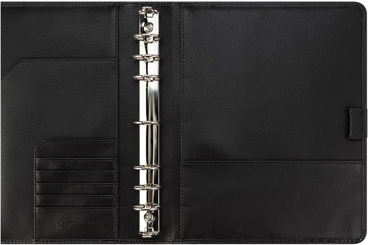 FranklinCovey - Simulated Leather Ring-Bound Binder for FranklinCovey Planners | Simulated Leather - Open Binder (Monarch, Black)