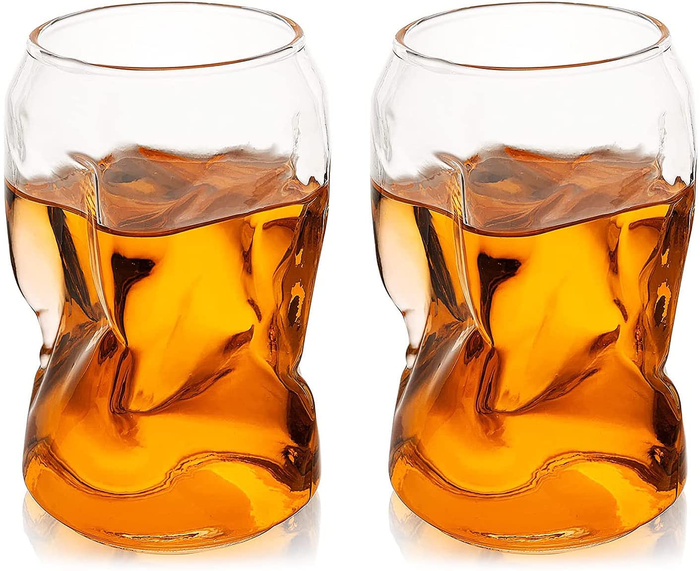 Photo 1 of (PACK OF 2) Crushed Soda Can Glasses 8.5oz Set of 2 by The Wine Savant - Can Shaped Beer Glasses, Elegant Drinking Glasses, Tumbler Beer, Wine Glasses, Whiskey Tumbler Glasses, Great for Any Drink or Occasion!