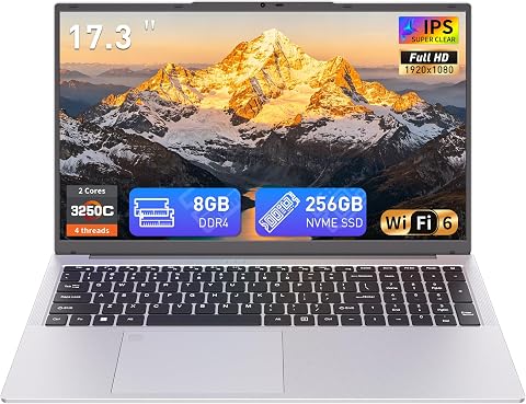 Auusda Laptop 15,6 Zoll Notebook, 16GB DDR4 RAM 512GB SSD, 3250C Prozessor, Fingerabdrucksensor, beleuchtete Tastatur, Ziffernblock, Privacy-Kameraabdeckung, leichtes Notebook für Schule & Büro