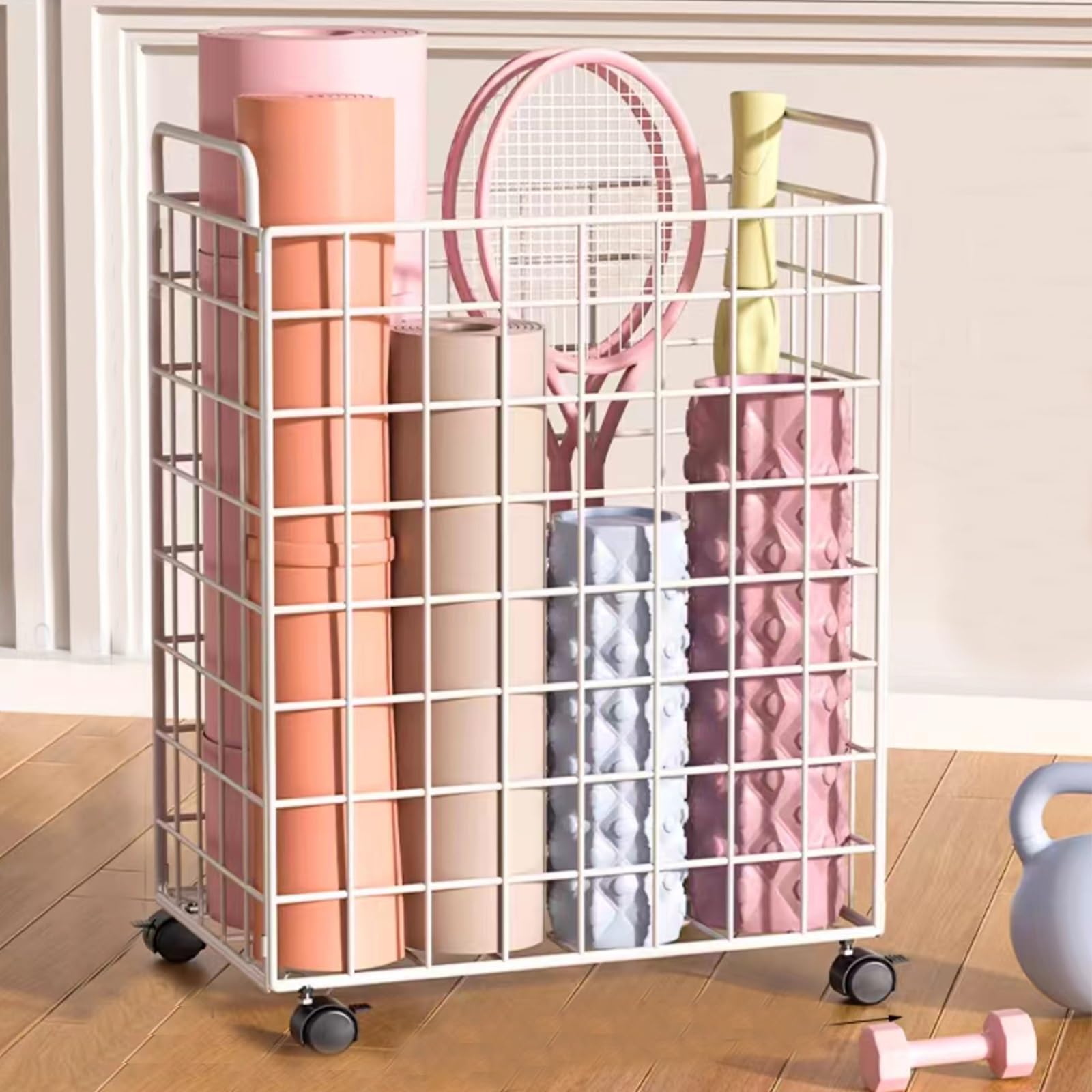 Genérico Estante de Almacenamiento para esterillas de Yoga, Soporte Multicapa para esterillas de Yoga, Carrito para Rodillos de Espuma, Estante de Almacenamiento para Gimnasio en casa, Almacenamiento