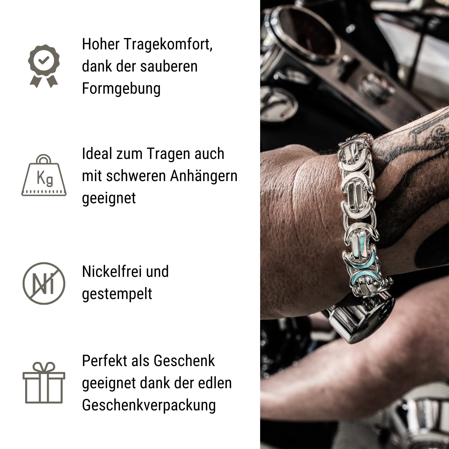 Silberketten Store Panzerkette Armband Herren Silber 5mm I Panzerarmband Herren Silber 925 nickelfrei I Männer Armband 1,2mm Stärke mit Karabiner