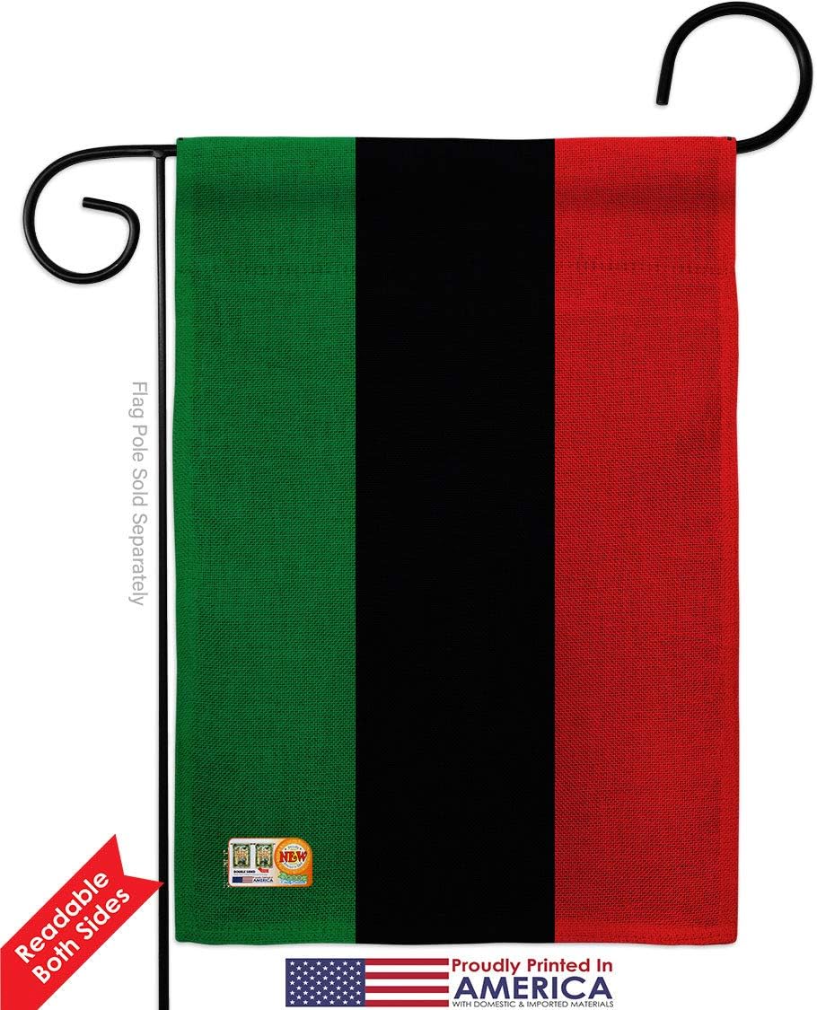 Americana Home & Garden GS140001-DB African American Burlap Flags of The World Nationality Impressions Decorative Vertical 13" x 18.5" Double Sided Flag Set Metal Pole Hardware