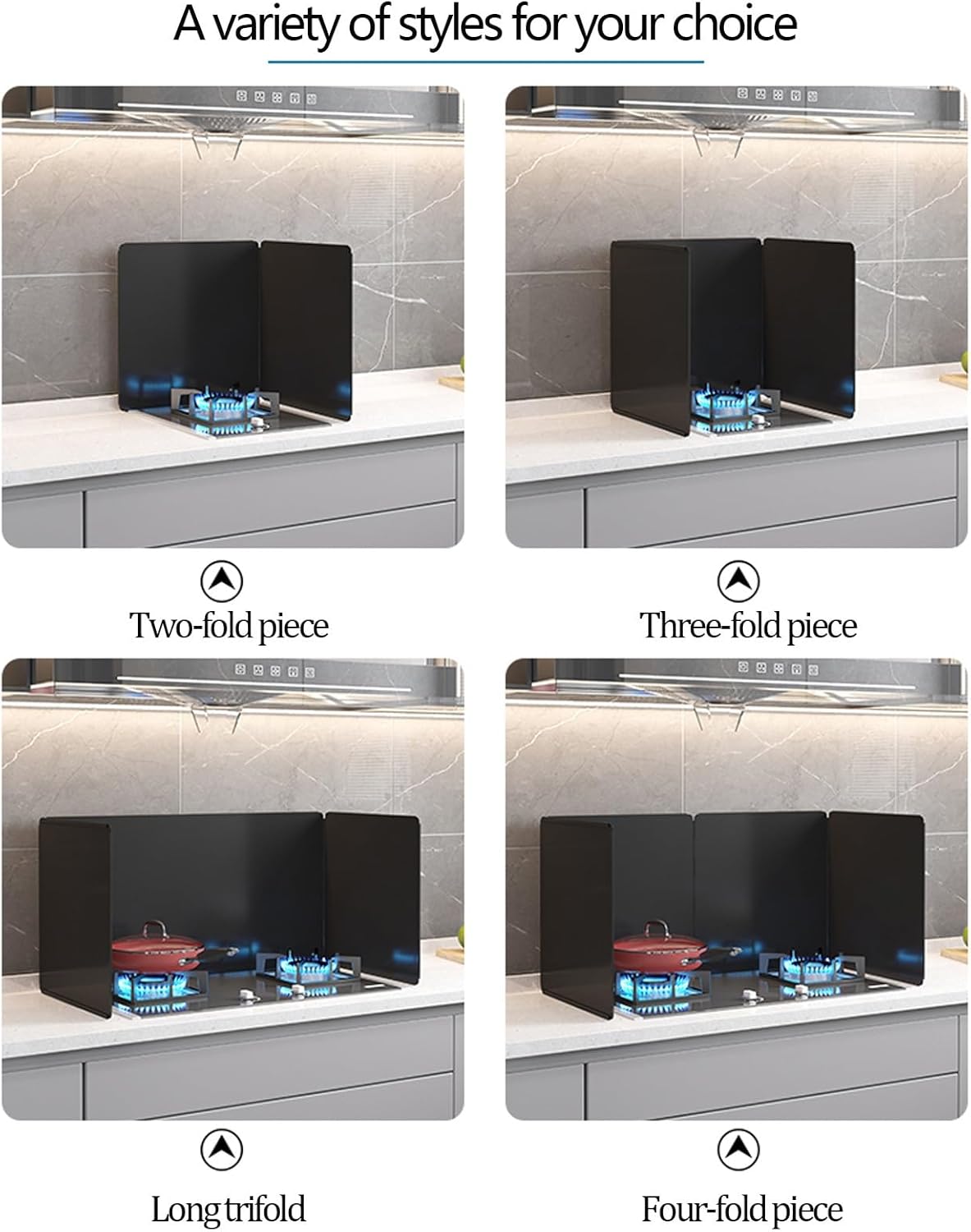 4-Sided Stainless Steel Splatter Guard - Anti-Splash Shield for Frying & Cooking - Fine Mesh Oil Splash Screen - Folding Design - 50x80x45cm Stove Top Protector