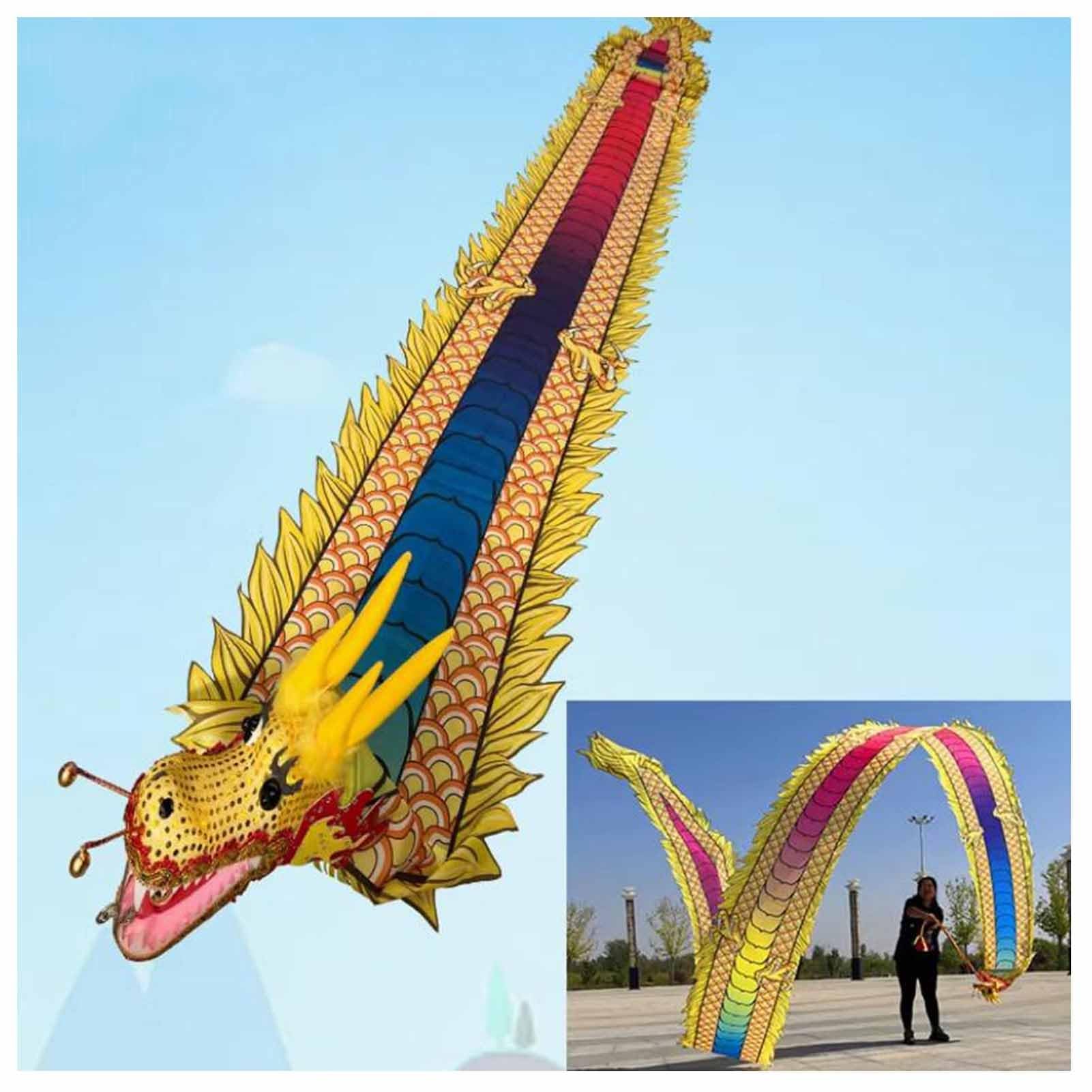 Dragon Ribbon with Head, Park Exercise Dance, Flinging Wu Long Streamer