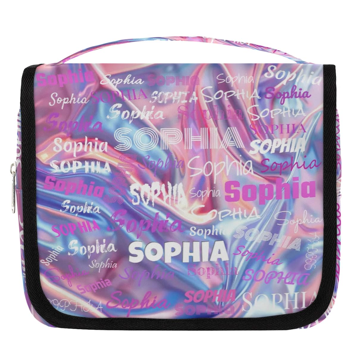 KFNHN Personalized Hanging Toiletry Bag for Women, Large Capacity Travel Custom Name For Mother's Day, Birthday, Anniversary, Wedding. Pink Purple