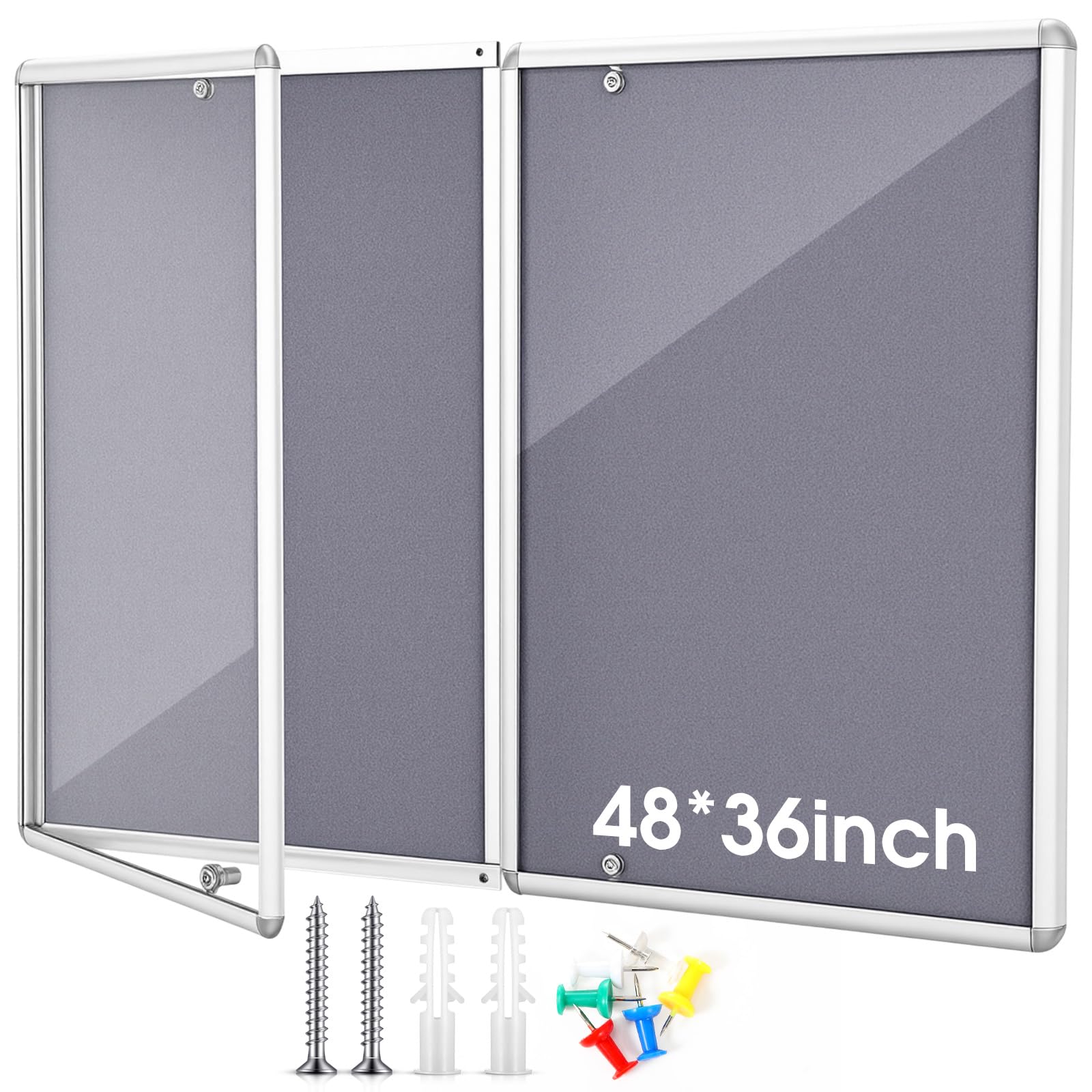 Photo 1 of Motipuns Enclosed Bulletin Board 36" x 24" Gray