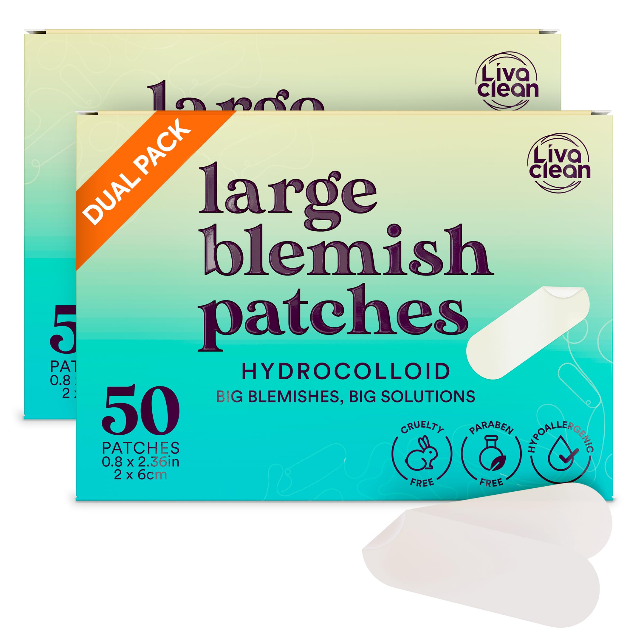 LivaCleanLC πππ ππ, π ππππ€ Large Hydrocolloid Acne Patches - for Pore Spots Nose Face Cystic Pimple Zit Patch - Big Pimple Patches Hydrocolloid Bandages Strips Stickers Patch XL Large AcneClimatePartner certified