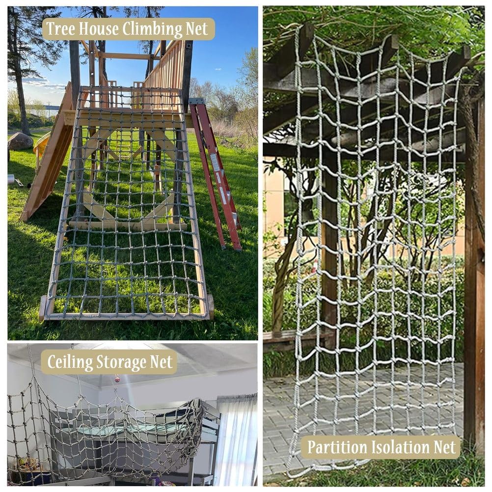 Scaletta da arrampicata, resistente rete di sicurezza per giochi al chiuso e all'aperto, casa sull'albero e giardino, attrezzatura da arrampicata da 1 x 2 m, per divertimento attivo e avventura
