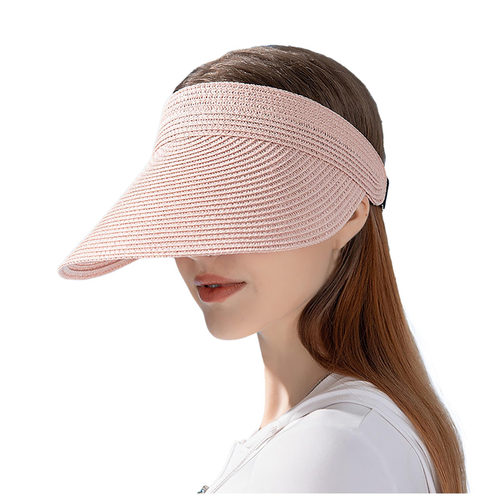 YpingLonk Sombrero Viseras Mujer Verano de Paja Vacío con ala Grande Gorra Pamela de Sol Playa Sombrero de Protección Solar Verano Playa Gorra Viaje Vacaciones