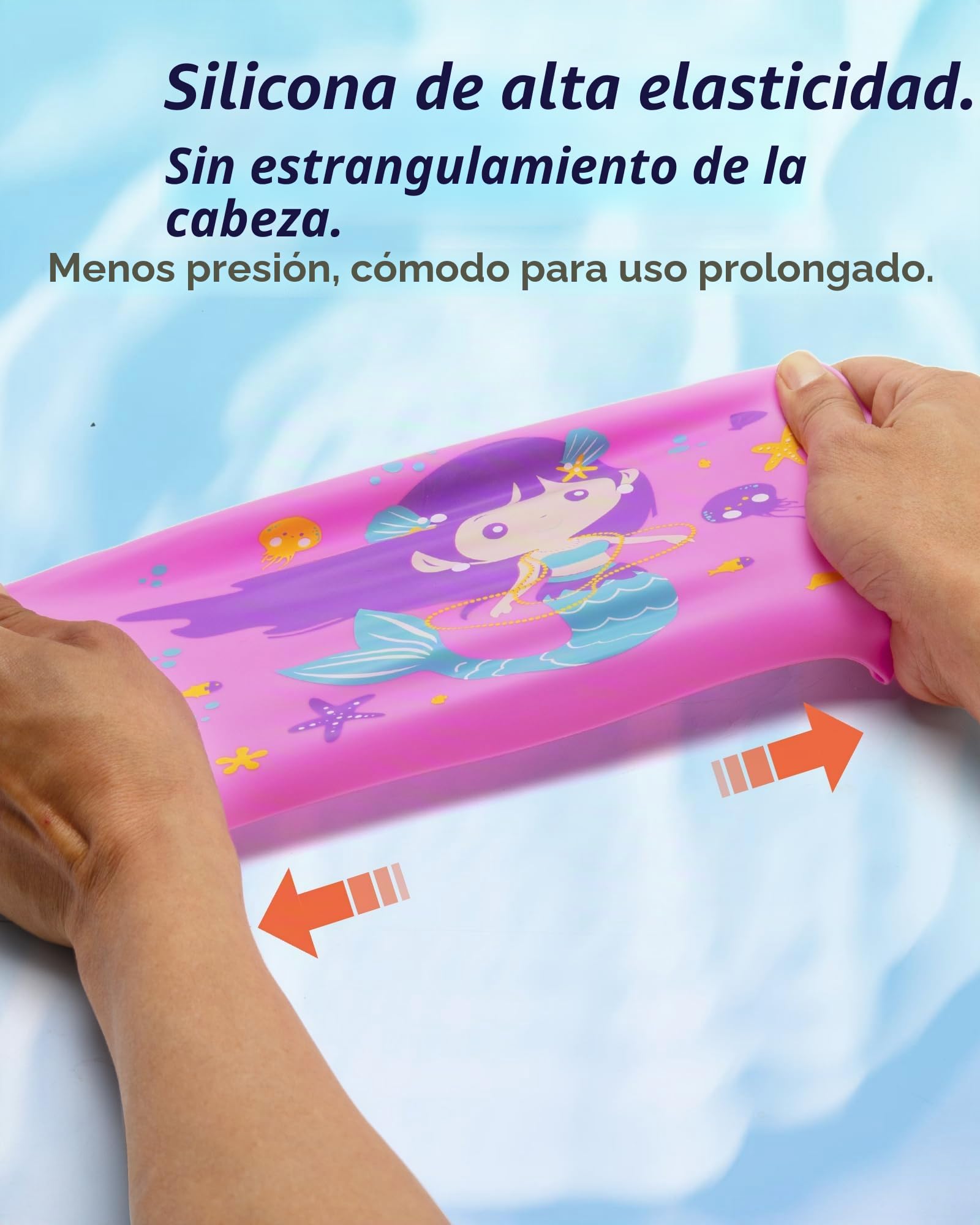 Gorro de Piscina para Niños 4-12 años, Gorro Natación Silicona Niños, Impermeable y Antideslizante