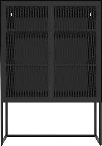 Miniatura 4 de Armarios de metal con 2 puertas, gabinete de metal industrial moderno, gabinete de almacenamiento multiusos negro, armario de almacenamiento de