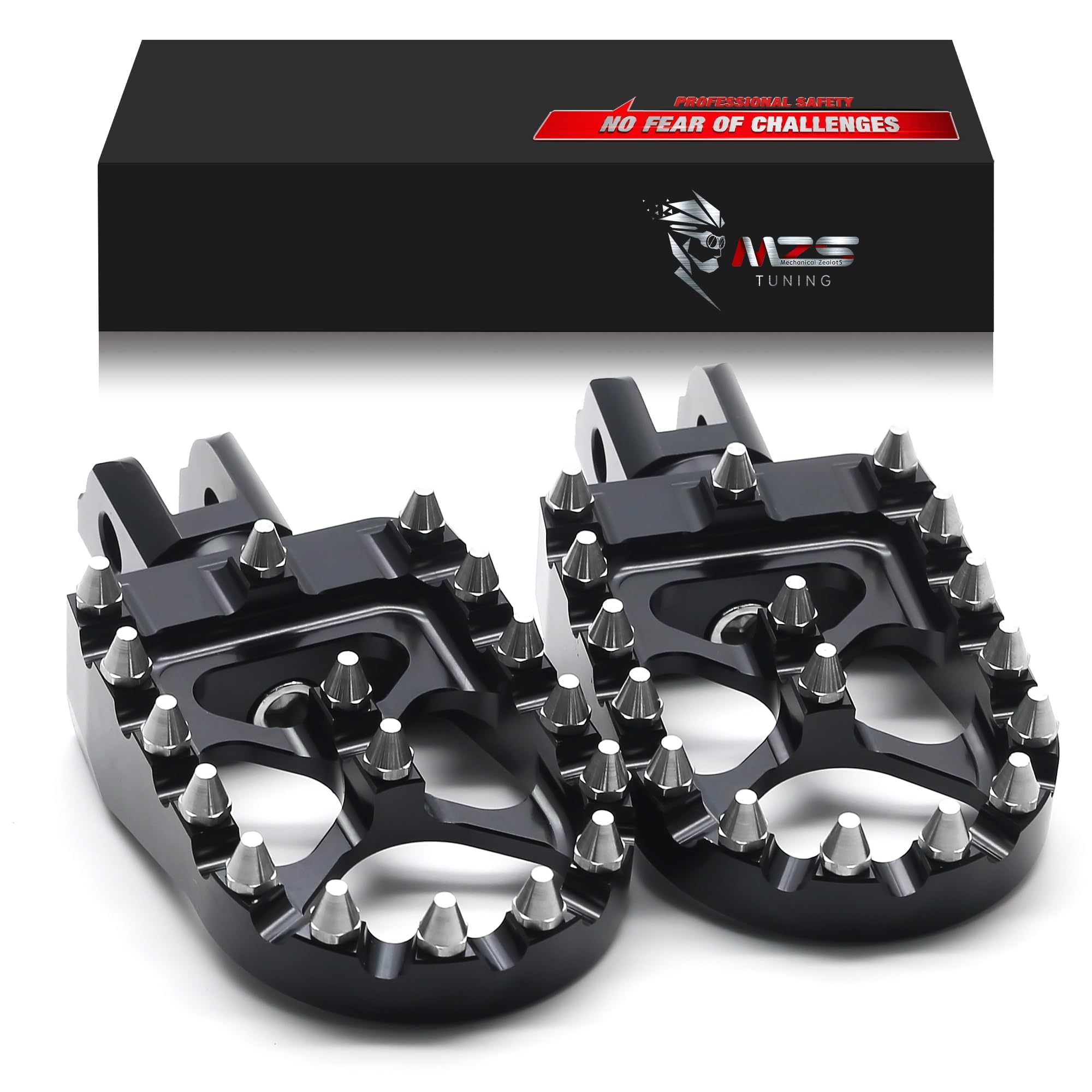 MZS Motorcycle Front Foot Pegs, Adjustable M8 Wide Pedals for Softail 18-26