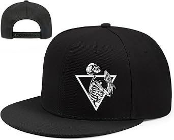 Skeleton Snapback Hats for Men Fitted Baseball Hats for Men Flat Bill Brim Hats