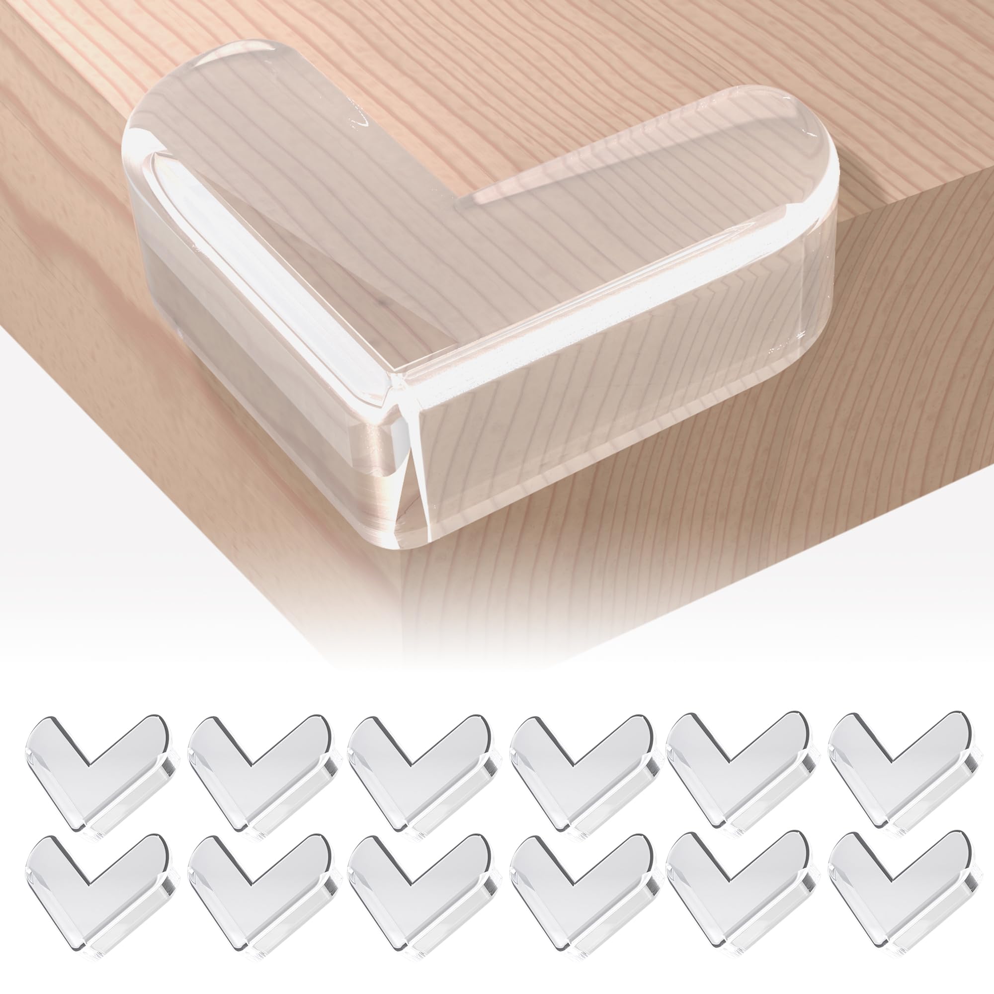 CPSIA Safety Certified Corner Guards Corner Protectors for Baby, 12 Pack, Clear Furniture & Edge Corner Covers, Adhesive Pre-Taped, BPA-Free, L Shape