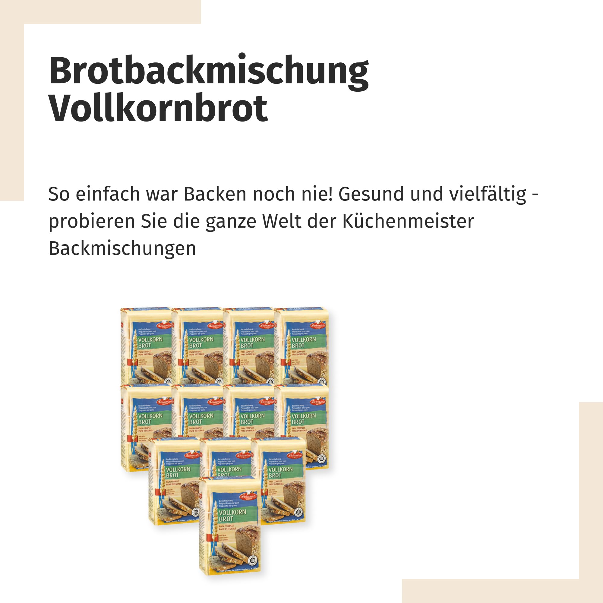 BIELMEIER 12 KG KÜCHENMEISTER Brotbackmischung Vollkornbrot a 1 KG Frießinger Mühle
