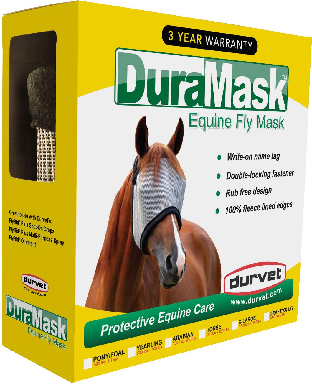 DurvetDuramask Fly Mask Size: XX-Large/Draft, Color: Yellow