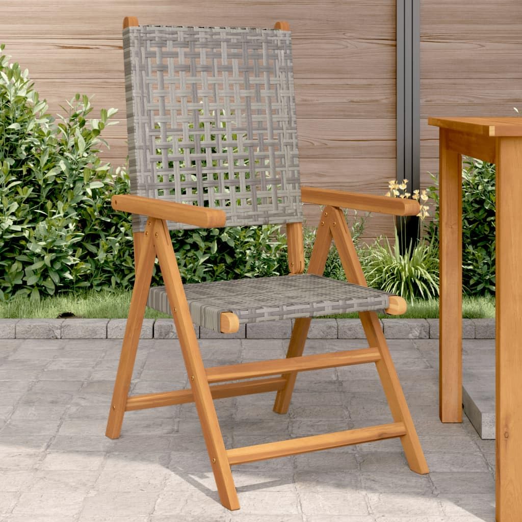 Gartenstühle 2 STK. Grau Massivholz Akazie und Poly Rattan, Gartenmöbel, Terrassenstühle, Balkon Stühle, Balkonstuhl, Garten Stühle Für Draussen - 367652