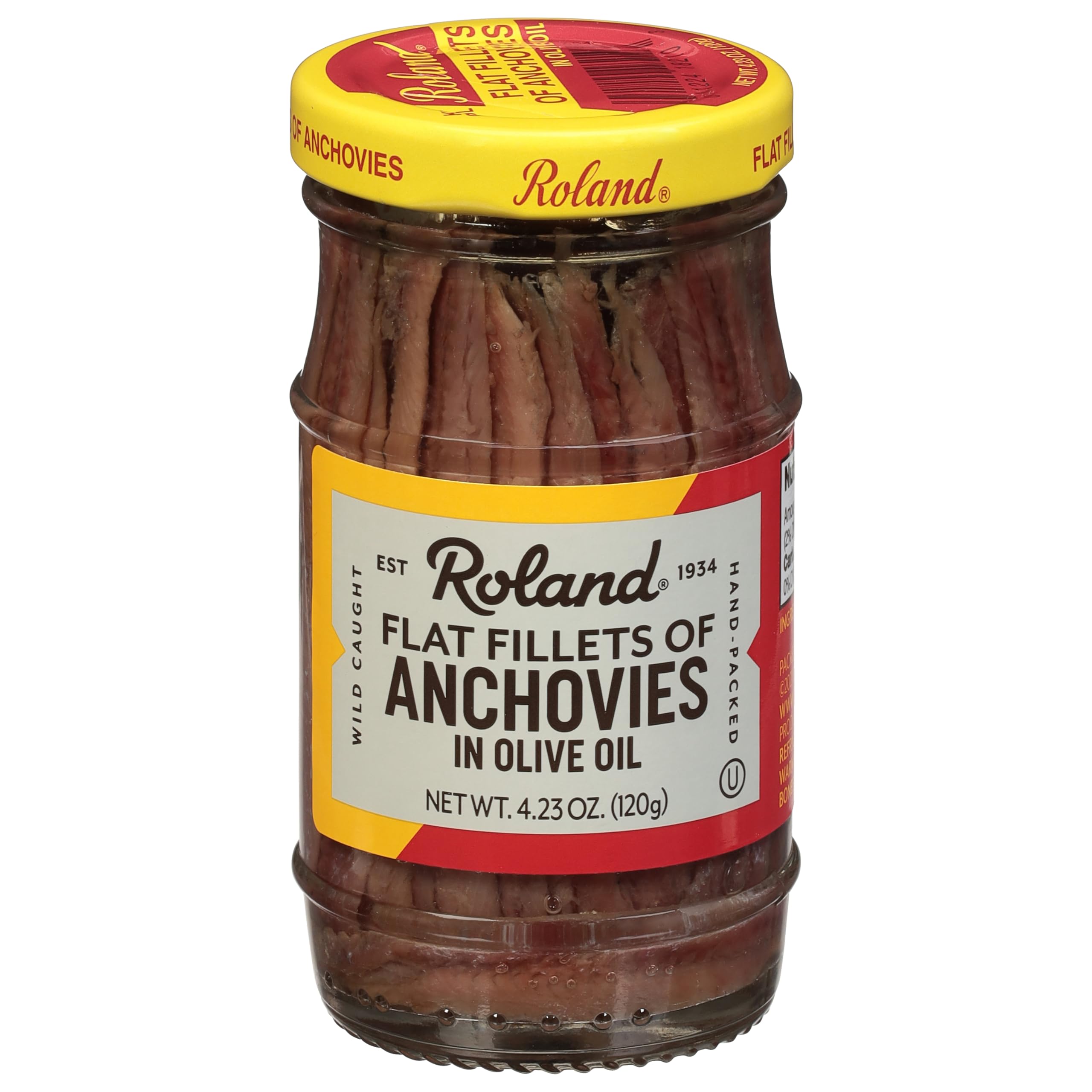 Roland Foods Flat Fillets of Anchovies in Olive Oil, Specialty Imported Food, 4.23 Ounce Jar, Pack of 6
