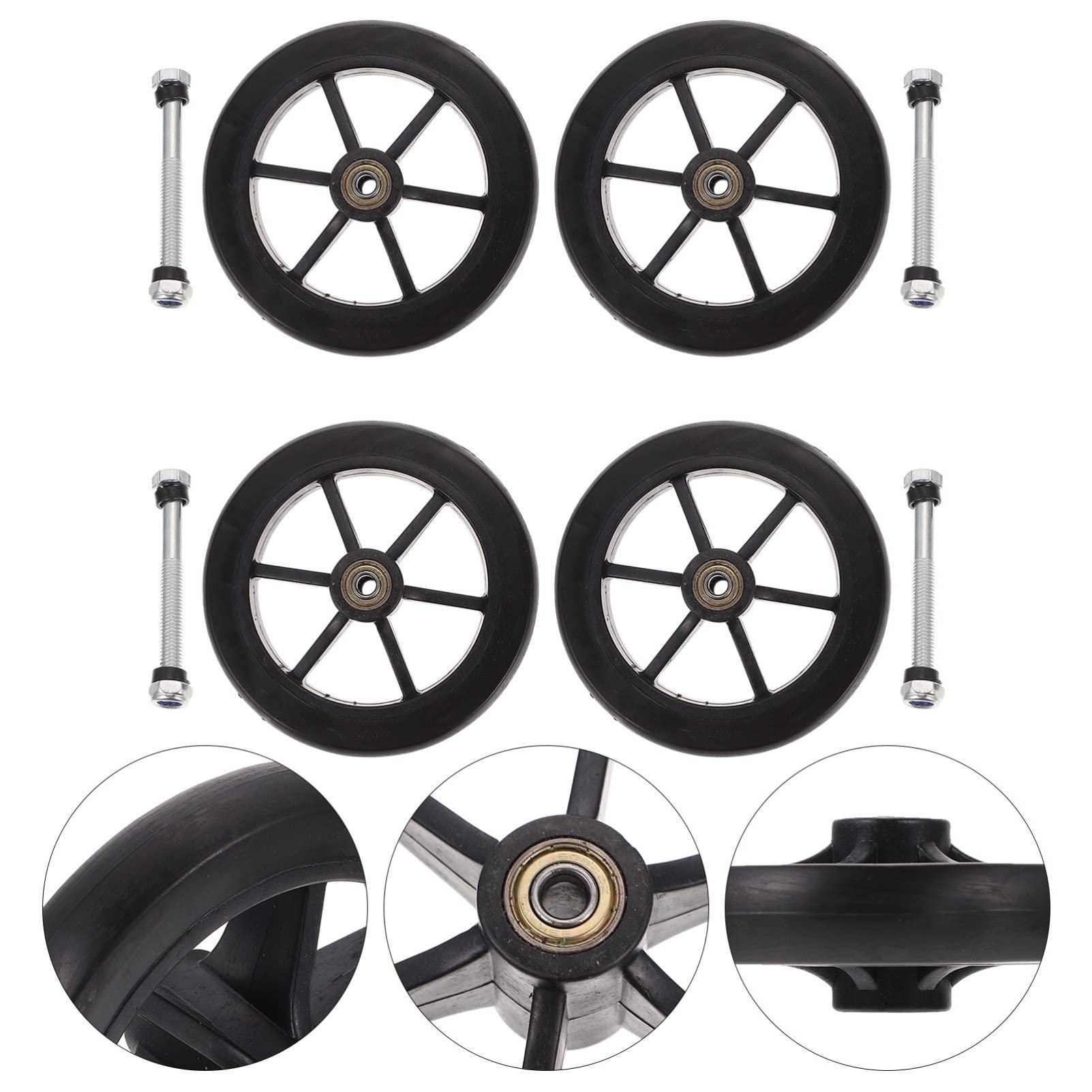 Reemplazo de ruedas delanteras de : piezas ajuste universal 8 pulgadas 4 piezas negro
