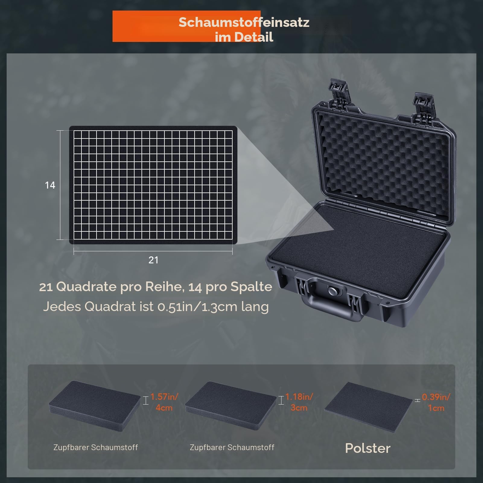 Lykus HC-3010 Wasserdicht Pistolenkoffer/Waffenkoffer mit anpassbar Rasterschaumstoff, Innengröße 30x20x12 cm, geeignet für Pistole, kleine Drohne, Camcorder, Actionkamera und andere