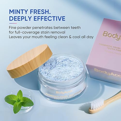 Miniatura 7 de BodyAccel Polvo blanqueador de dientes mejorado polvo de dientes probiótico para blanquear perlas, pasta de dientes sin flúor para eliminación de