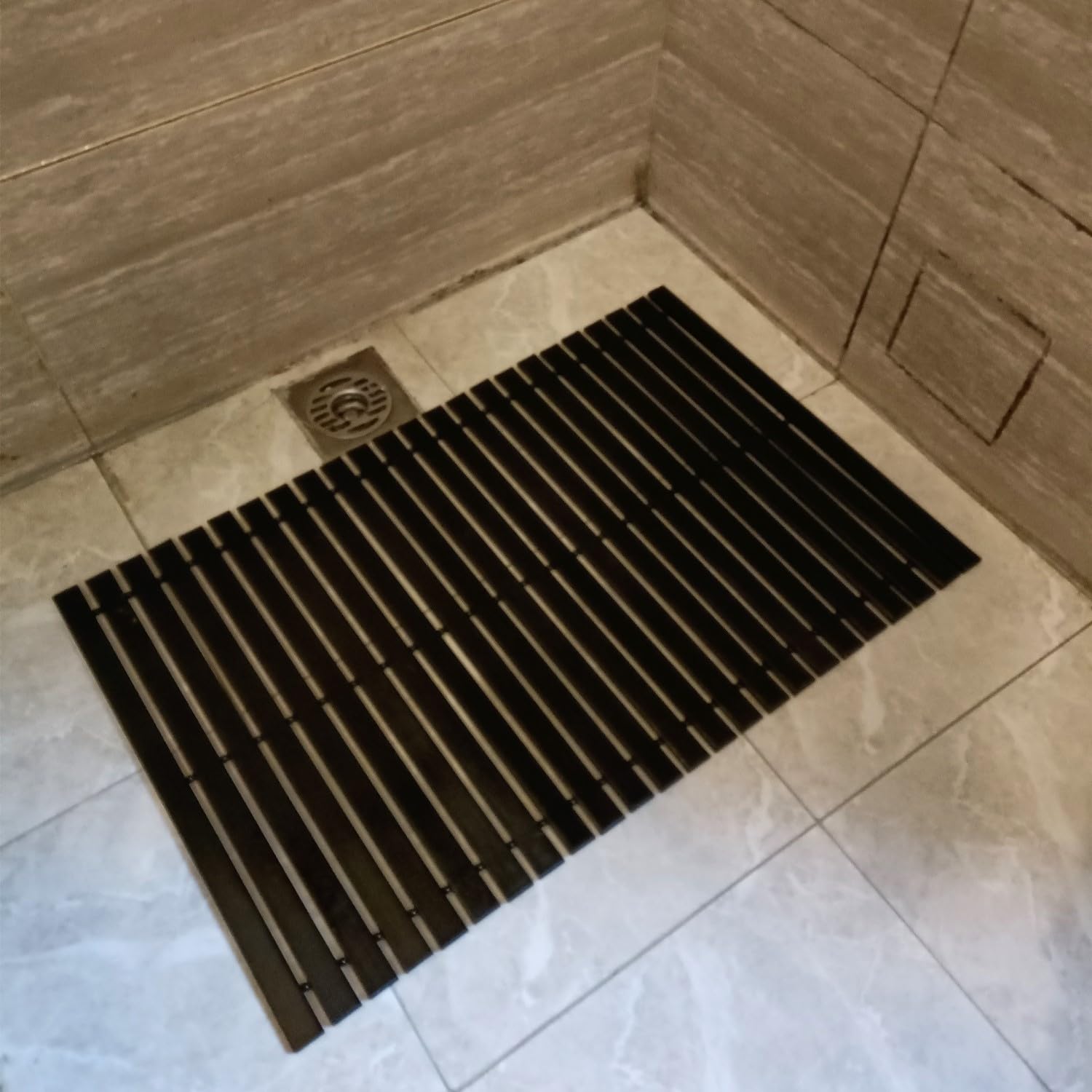 Bamboo Wooden Bath Mat - Non-Slip, Quick-Dry Bathroom Floor Mat For Shower, Spa & Outdoor