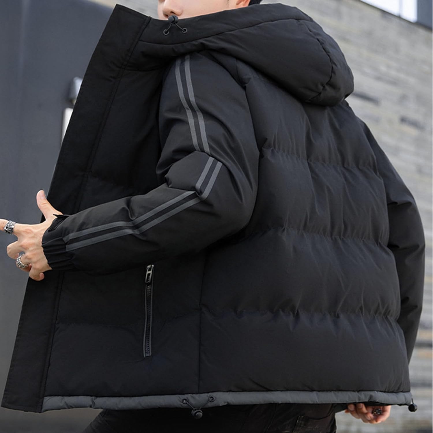 Men's Thicken Winter Coat Warm Parka Jacket Thicken Insulated Windproof Puffer Jacket with Hood