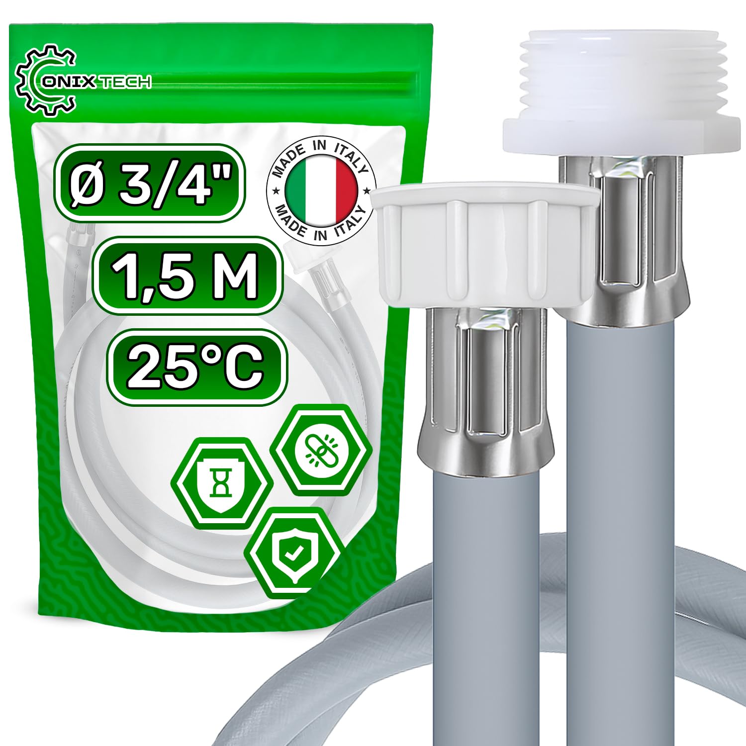 Tuyau D'Arrivée D'Eau 3,5m Pour Machine à Laver Et Lave-Vaisselle - 3/4" - Résiste Jusqu'à 60 Bar - 2