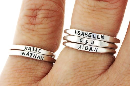 By Hannah Design Teeny Tiny Stacking Sterling Silver Ring Personalized Ring