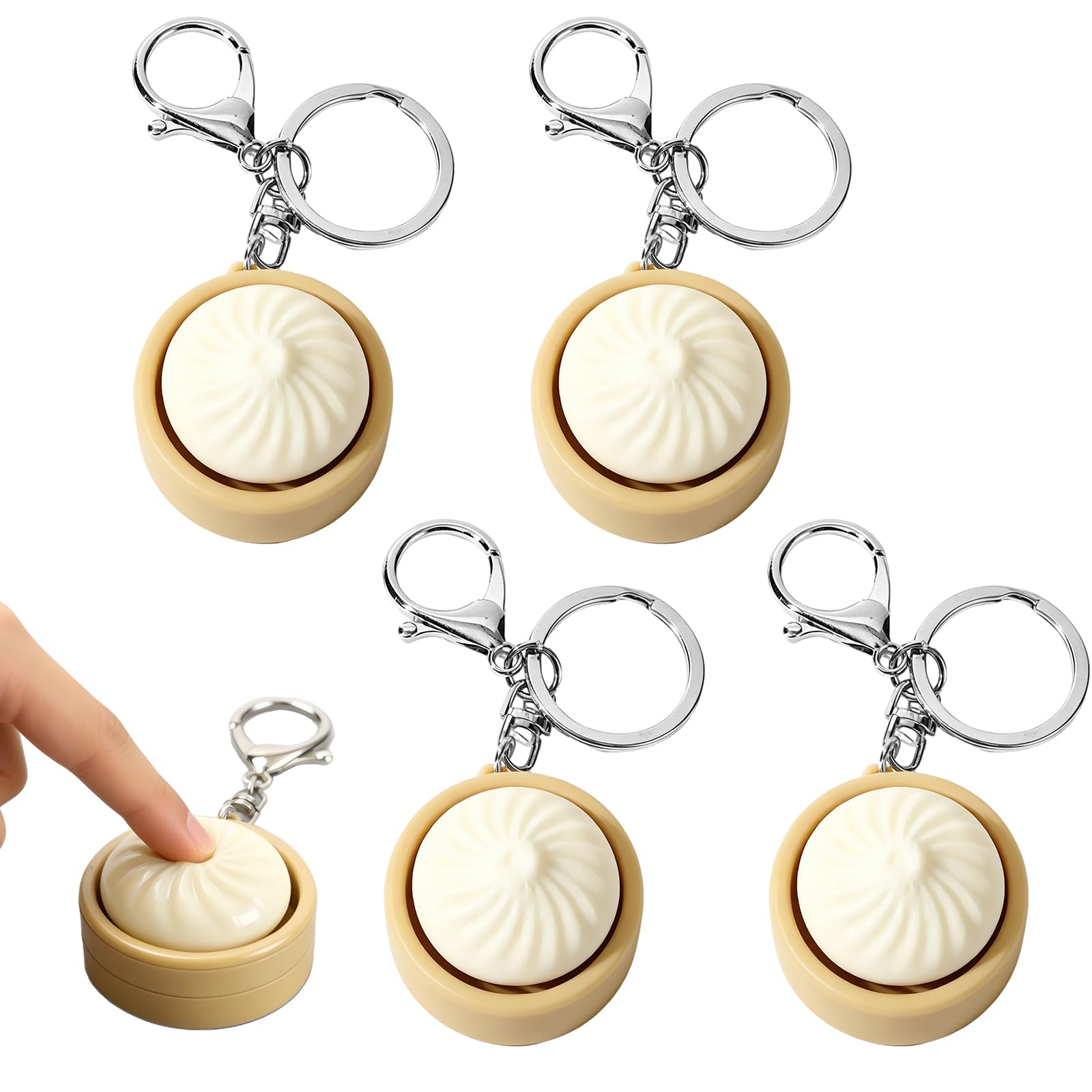 Ruiunchu 4 Pcs Dumpling Clicker Keyboard Clickers Keychain Squishy