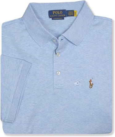 POLO RALPH LAUREN Mens Custom Slim Fit Soft Interlock Cotton Three Button Polo Shirt,