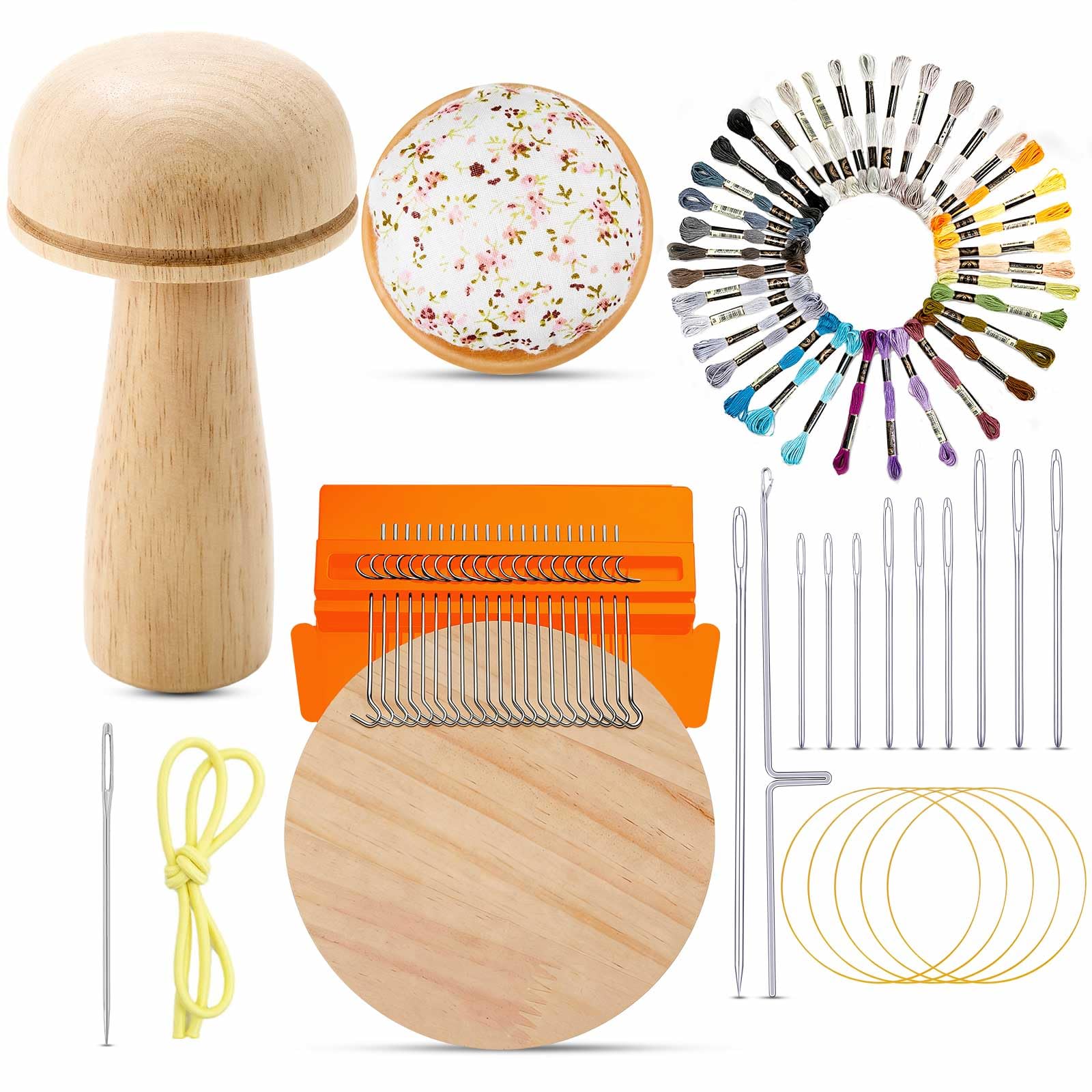 Jexine Speedweve Mini Darning Loom 21 Hooks Darning Mushroom for Socks Kit