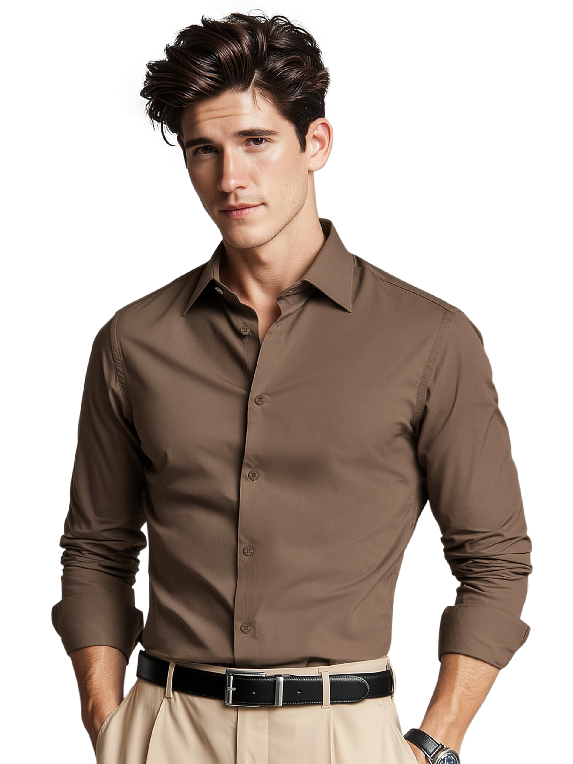 beyoung Cotton Plain Regular Fit Shirt for Men | Full Sleeve | Formal Shirt | Classic Collar Cotton-picture-54