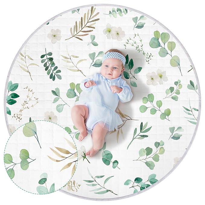 Wesiti Baby Play Mat Non Slip 40 x 40'' Large Baby Activity Mat Round Baby Tummy