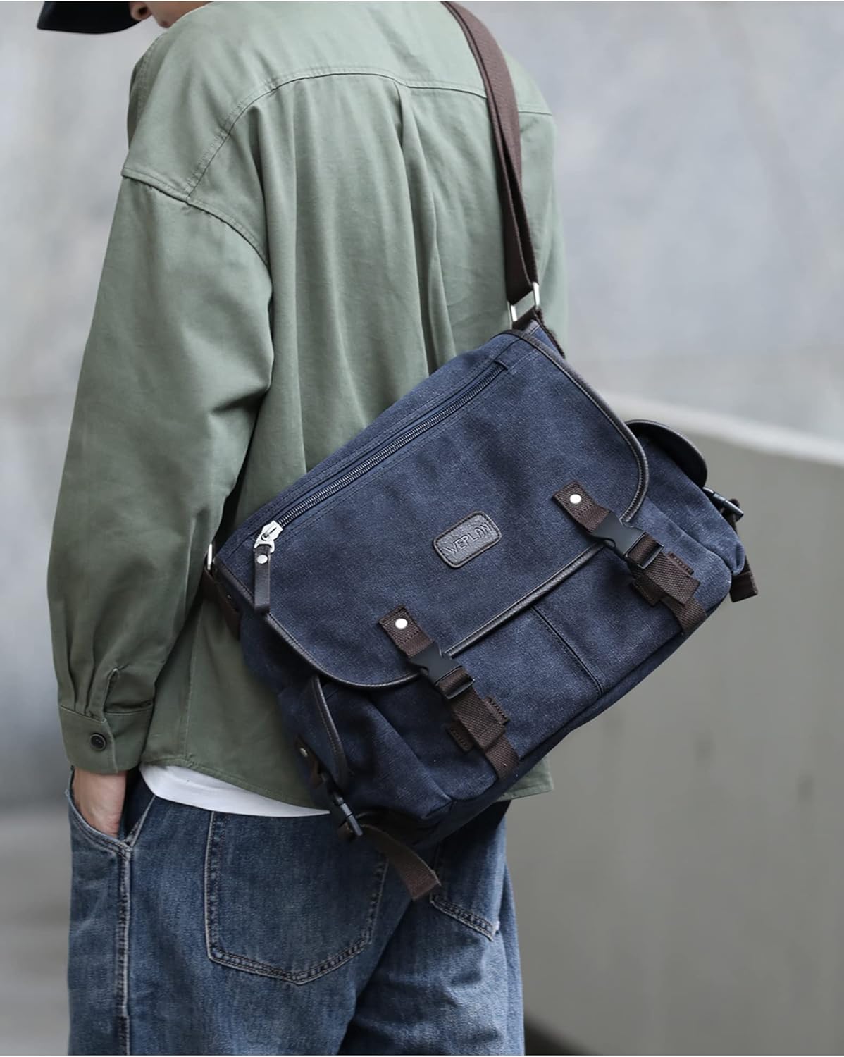 Bolso de mensajero para hombre resistente al agua unisex bolsas de mensajero vintage para mujer bolsa de laptop de 14 pulgadas y 156 pulgadas