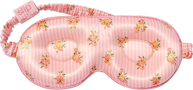 Slip Silk Contour Sleep Mask - Petal (One Size) - 100% Pure Mulberry 22 Momme Silk Eye Mask - Comfortable Sleeping Mask with Elastic Band + 100% PU Foam Filler