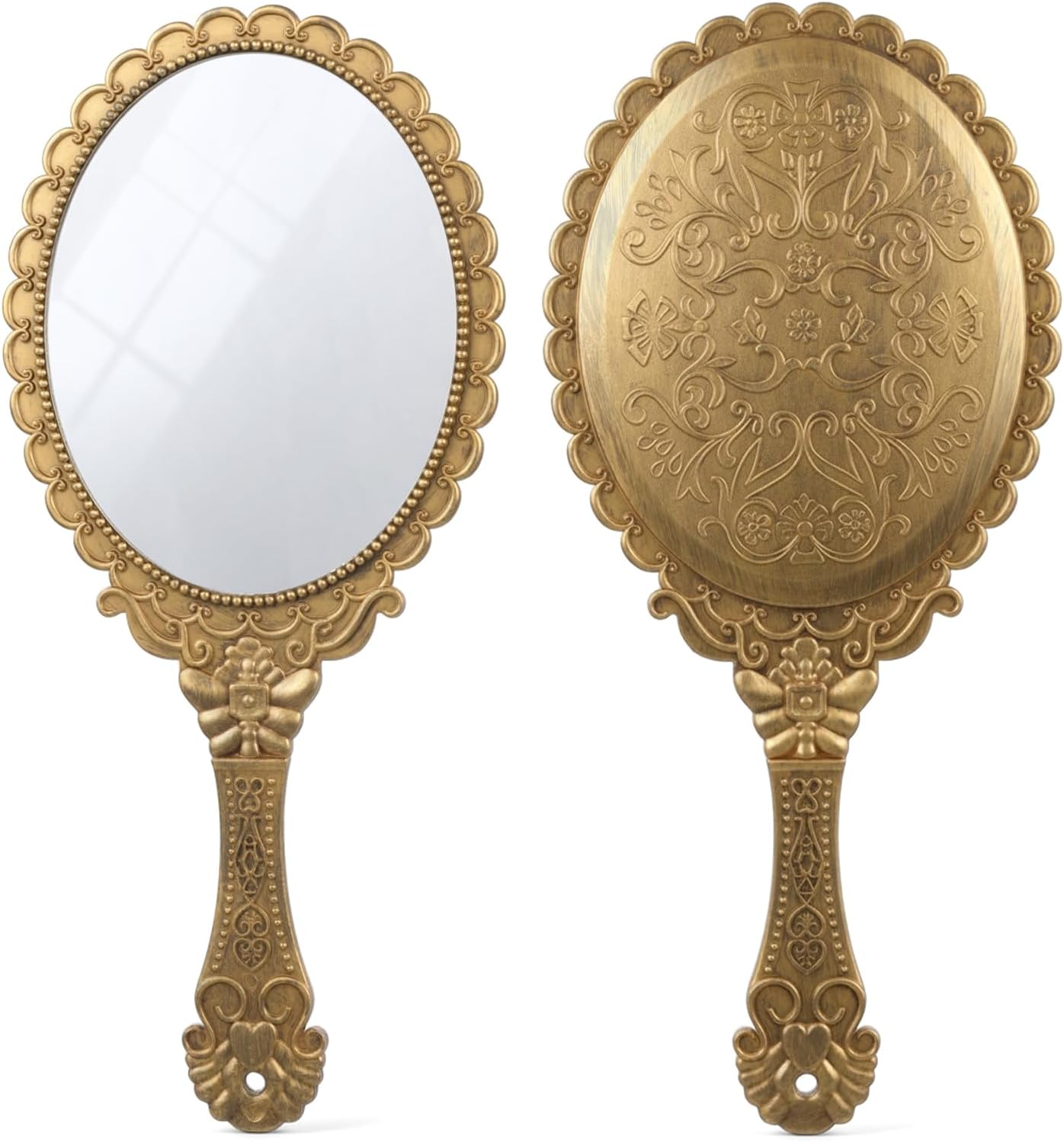 1Pcs Vintage Handheld Mirror, 25 x 11.5cm Hand Mirror with Handle