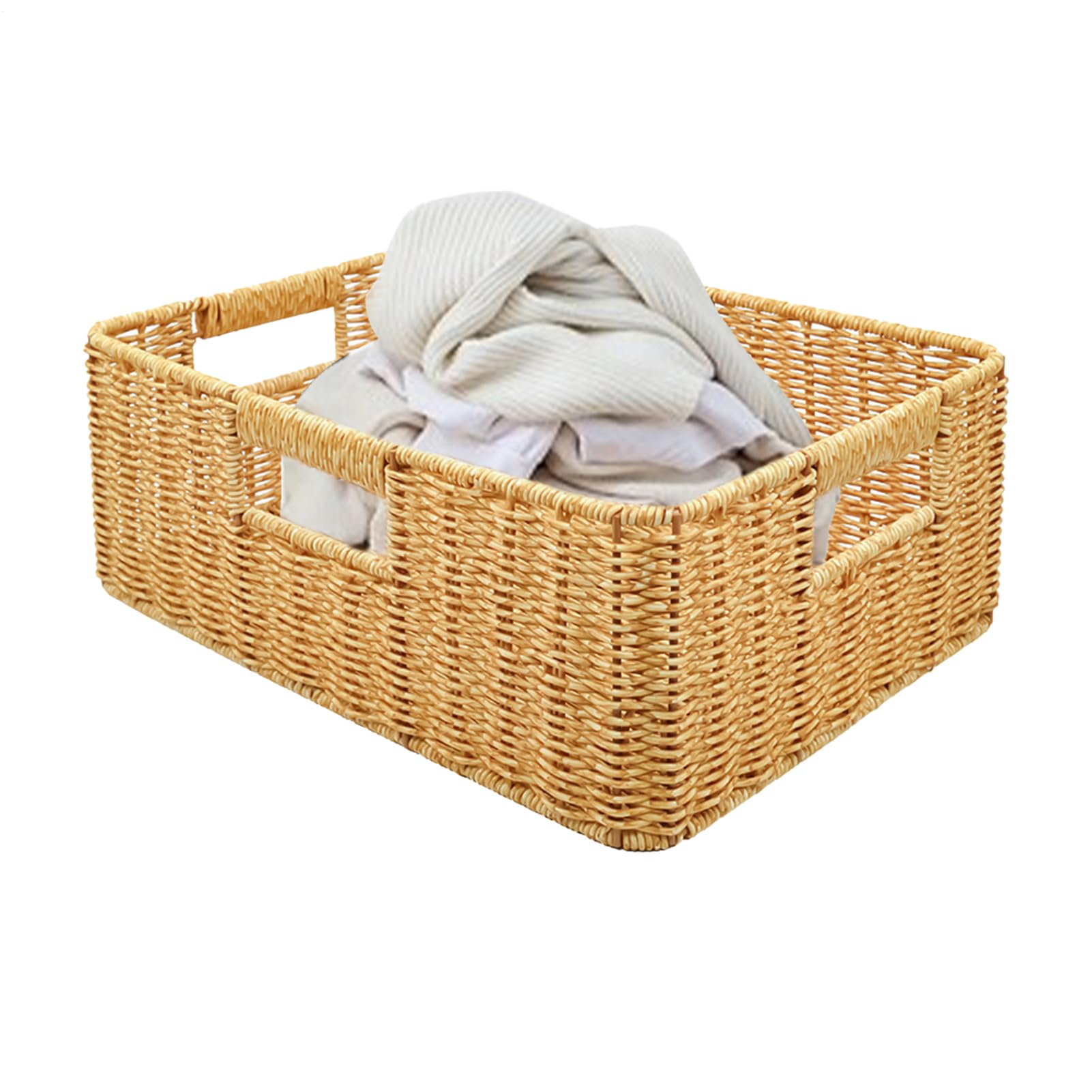 Cestas para organizar de rattan sintético rústicas para despensa y armarios