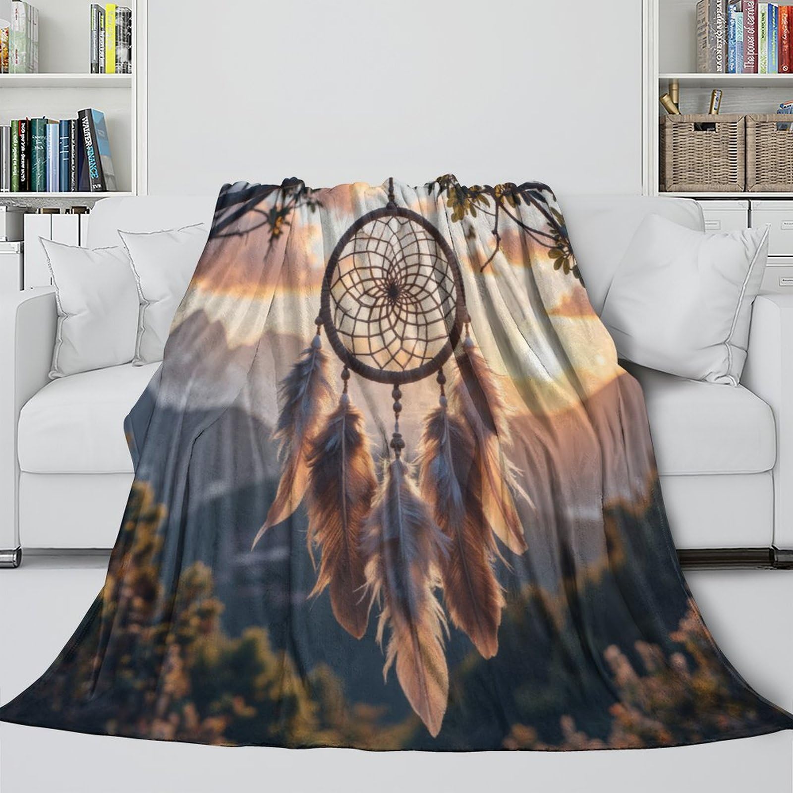 Boho Traumfänger 3D Druck Decke Microfaser Wohndekor Traumfänger Sofadecke Kuschelig Warm Schlafzimmer 80×90(200x230cm)