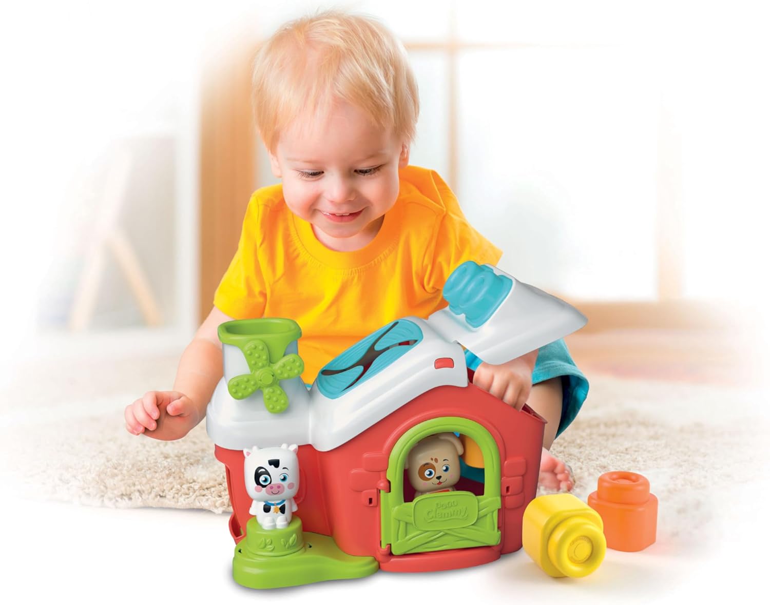 Clementoni Soft Clemmy - Touch & Play, Sensory Farm, Play Set Early Childhood Made in Italy, Children 6-36 Months, 100% Washable Soft Bricks, Toy for Developing Manual and Logic, 17993